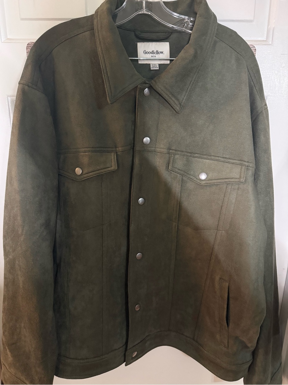 Goodfellow & Co Olive Suede Snap-Front Shirt Jacket
